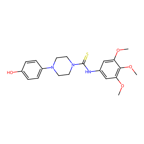 4-(4-hydroxyphenyl)-N-(3,4,5-trimethoxyphenyl)piperazine-1-carbothioamide structure