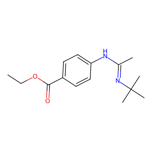 ethyl 4-[(N-tert-butyl-C-methylcarbonimidoyl)amino]benzoate structure