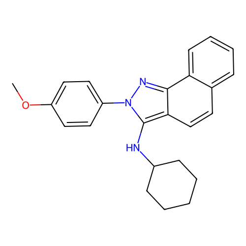 N-Cyclohexyl-2-(4-methoxyphenyl)-2H-benz(g)indazol-3-amine structure