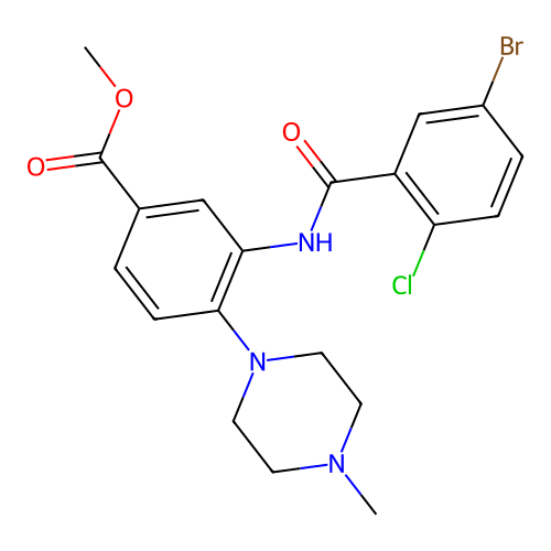 Methyl 3-[(5-bromo-2-chlorobenzoyl)amino]-4-(4-methyl-1-piperazinyl)benzoate structure