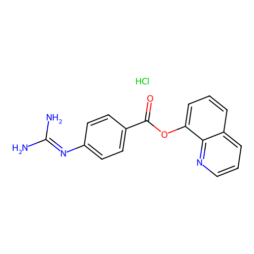 Quinolin-8-yl 4-carbamimidamidobenzoate--hydrogen chloride (1/1) structure