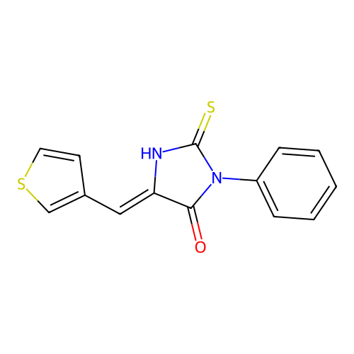 3-Phenyl-5-(thiophen-3-ylmethylene)-2-thioxoimidazolidin-4-one structure