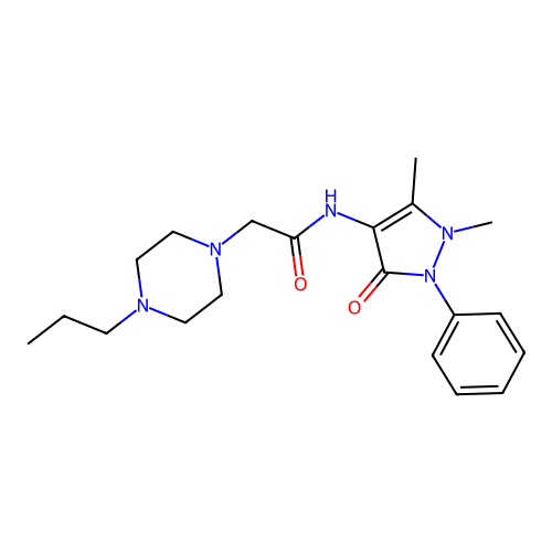 N-(1,5-dimethyl-3-oxo-2-phenylpyrazol-4-yl)-2-(4-propylpiperazin-1-yl)acetamide structure