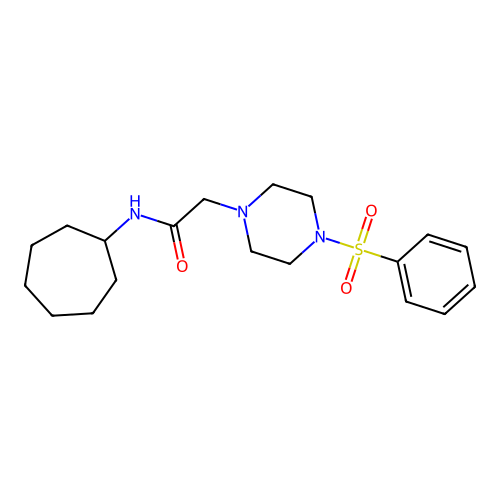 2-[4-(benzenesulfonyl)piperazin-1-yl]-N-cycloheptylacetamide structure