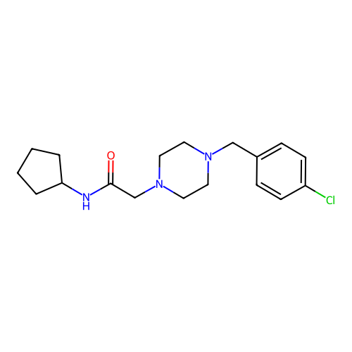 2-[4-[(4-chlorophenyl)methyl]piperazin-1-yl]-N-cyclopentylacetamide structure