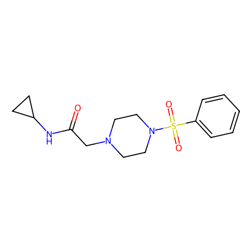 2-[4-(benzenesulfonyl)piperazin-1-yl]-N-cyclopropylacetamide structure