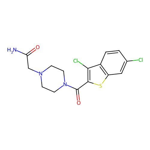 2-[4-(3,6-Dichloro-1-benzothiophene-2-carbonyl)piperazin-1-yl]acetamide structure