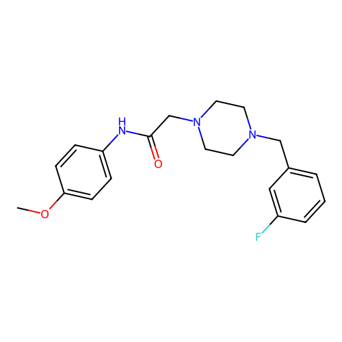 2-[4-[(3-fluorophenyl)methyl]piperazin-1-yl]-N-(4-methoxyphenyl)acetamide structure