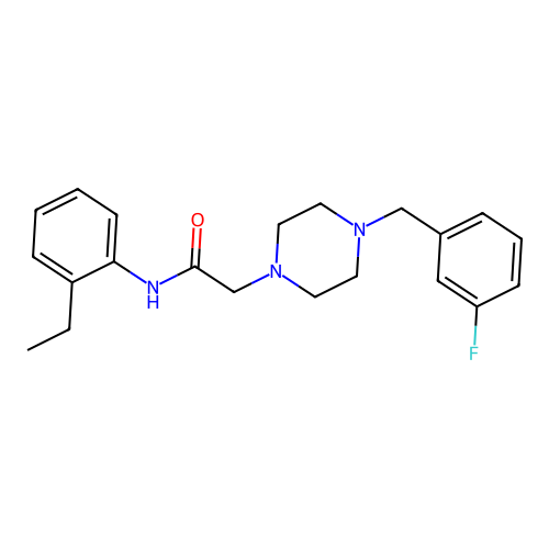 N-(2-ethylphenyl)-2-[4-[(3-fluorophenyl)methyl]piperazin-1-yl]acetamide structure