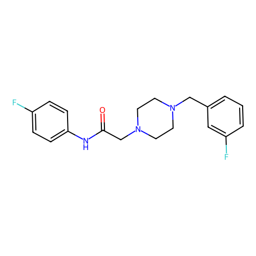 N-(4-fluorophenyl)-2-[4-[(3-fluorophenyl)methyl]piperazin-1-yl]acetamide structure