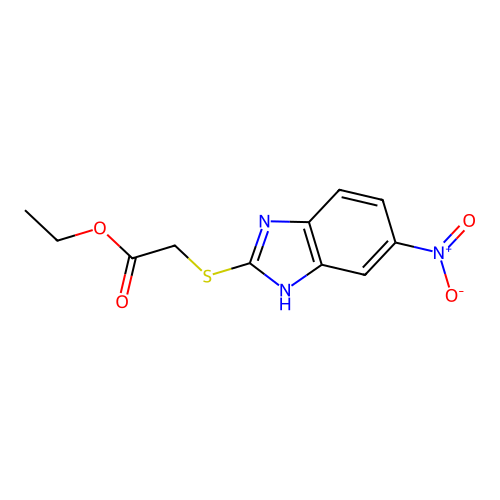 Acetic acid, [(5-nitro-1H-benzimidazol-2-yl)thio]-, ethyl ester structure