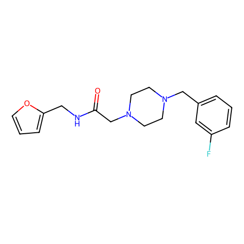 2-[4-[(3-fluorophenyl)methyl]piperazin-1-yl]-N-(furan-2-ylmethyl)acetamide structure
