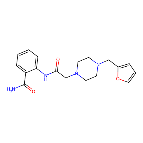 2-[[2-[4-(Furan-2-ylmethyl)piperazin-1-yl]acetyl]amino]benzamide structure
