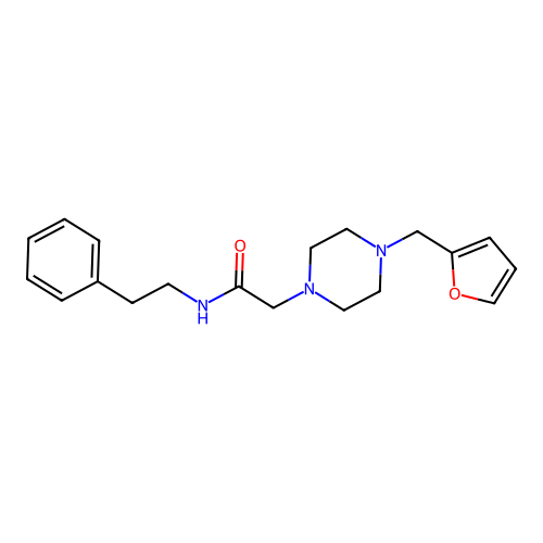 2-[4-(furan-2-ylmethyl)piperazin-1-yl]-N-(2-phenylethyl)acetamide structure