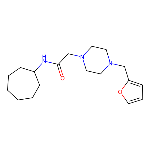 N-cycloheptyl-2-[4-(furan-2-ylmethyl)piperazin-1-yl]acetamide structure