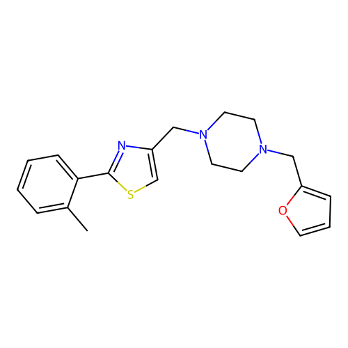 4-[[4-(Furan-2-ylmethyl)piperazin-1-yl]methyl]-2-(2-methylphenyl)-1,3-thiazole structure