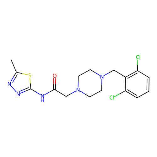 2-[4-[(2,6-dichlorophenyl)methyl]piperazin-1-yl]-N-(5-methyl-1,3,4-thiadiazol-2-yl)acetamide structure