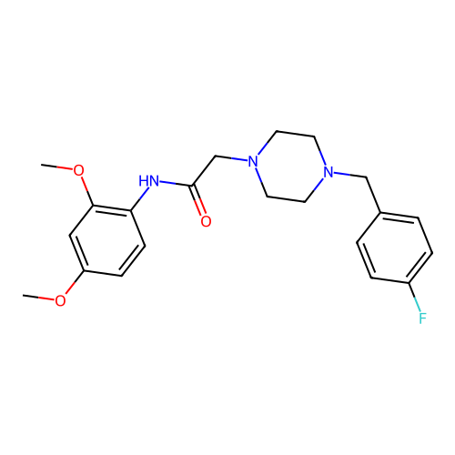 N-(2,4-dimethoxyphenyl)-2-[4-[(4-fluorophenyl)methyl]piperazin-1-yl]acetamide structure