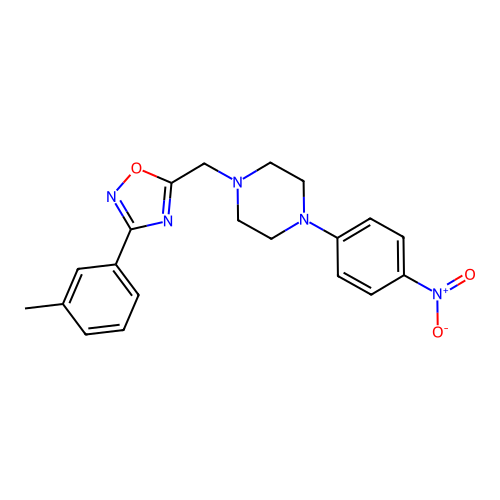 1-{[3-(3-Methylphenyl)-1,2,4-oxadiazol-5-yl]methyl}-4-(4-nitrophenyl)piperazine structure