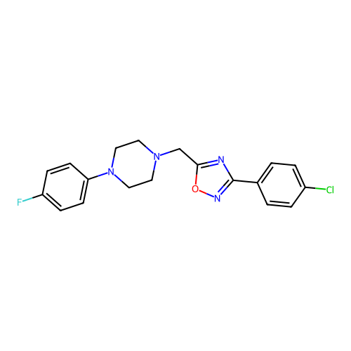1-{[3-(4-Chlorophenyl)-1,2,4-oxadiazol-5-yl]methyl}-4-(4-fluorophenyl)piperazine structure