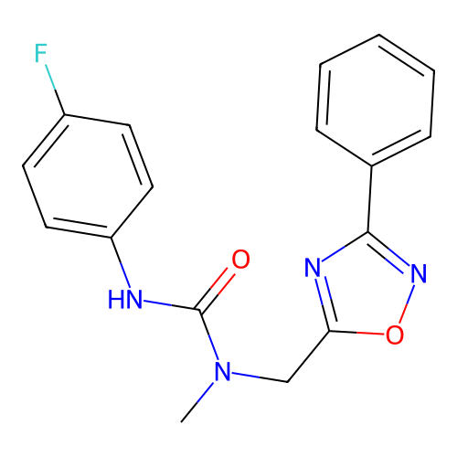 3-(4-Fluorophenyl)-1-methyl-1-[(3-phenyl-1,2,4-oxadiazol-5-yl)methyl]urea structure