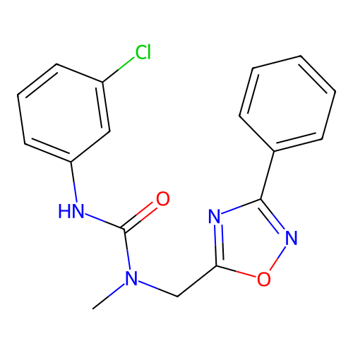 3-(3-Chlorophenyl)-1-methyl-1-[(3-phenyl-1,2,4-oxadiazol-5-yl)methyl]urea structure