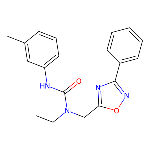 1-Ethyl-3-(3-methylphenyl)-1-[(3-phenyl-1,2,4-oxadiazol-5-yl)methyl]urea structure