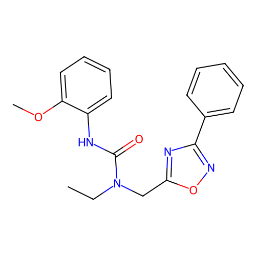 1-Ethyl-3-(2-methoxyphenyl)-1-[(3-phenyl-1,2,4-oxadiazol-5-yl)methyl]urea structure