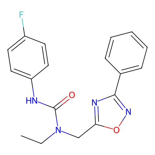 1-Ethyl-3-(4-fluorophenyl)-1-[(3-phenyl-1,2,4-oxadiazol-5-yl)methyl]urea structure