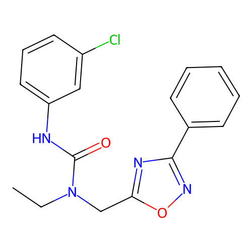 3-(3-Chlorophenyl)-1-ethyl-1-[(3-phenyl-1,2,4-oxadiazol-5-yl)methyl]urea structure