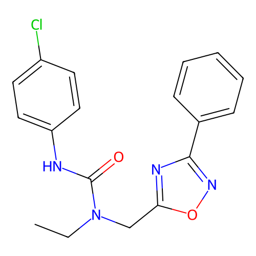 3-(4-Chlorophenyl)-1-ethyl-1-[(3-phenyl-1,2,4-oxadiazol-5-yl)methyl]urea structure