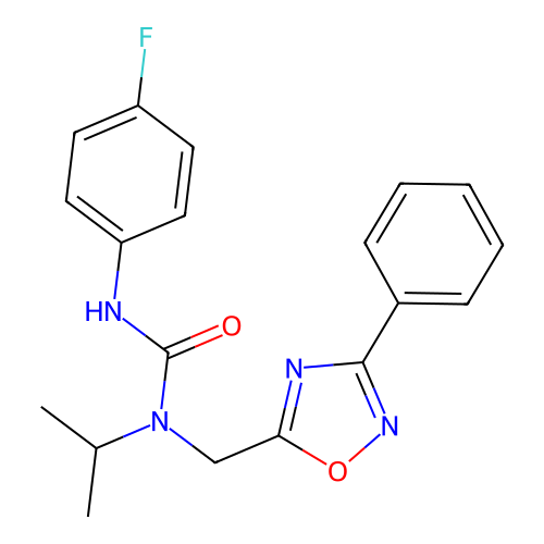 3-(4-Fluorophenyl)-1-[(3-phenyl-1,2,4-oxadiazol-5-yl)methyl]-1-propan-2-ylurea structure