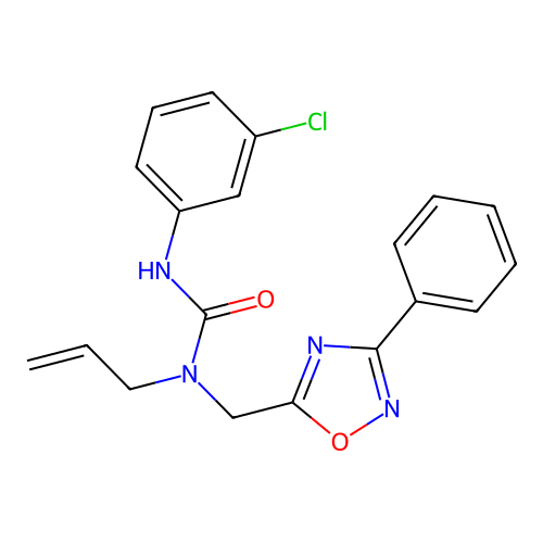 3-(3-Chlorophenyl)-1-[(3-phenyl-1,2,4-oxadiazol-5-yl)methyl]-1-prop-2-enylurea structure