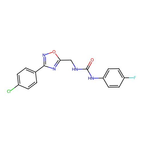 1-[[3-(4-Chlorophenyl)-1,2,4-oxadiazol-5-yl]methyl]-3-(4-fluorophenyl)urea structure