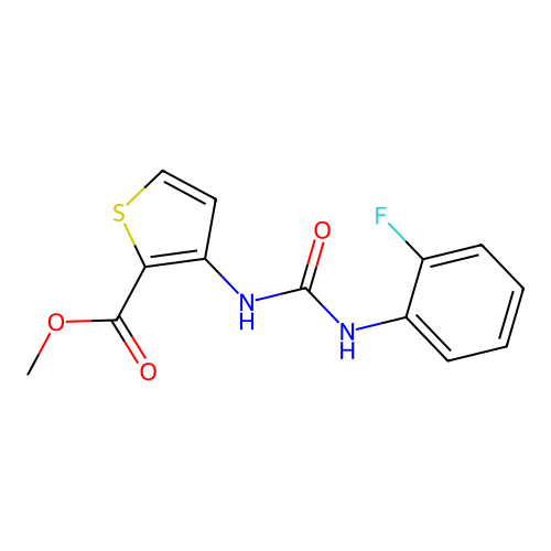 Methyl 3-{[(2-fluorophenyl)carbamoyl]amino}thiophene-2-carboxylate structure