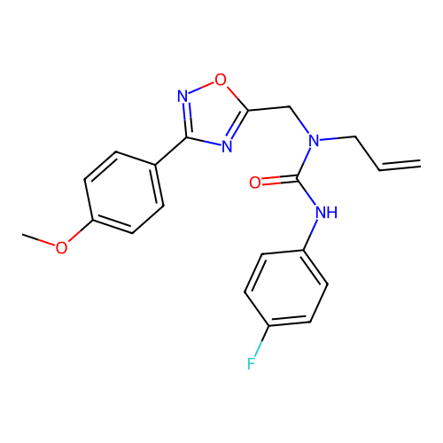 3-(4-fluorophenyl)-1-[[3-(4-methoxyphenyl)-1,2,4-oxadiazol-5-yl]methyl]-1-prop-2-enylurea structure
