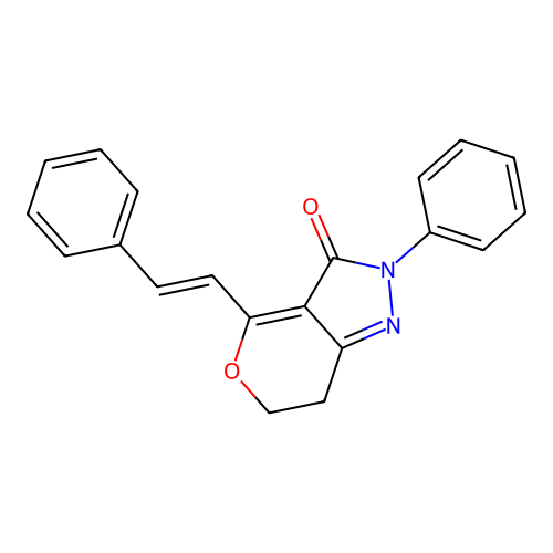 2-Phenyl-4-(2-phenylethenyl)-6,7-dihydropyrano[4,3-c]pyrazol-3-one structure