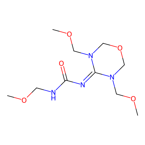 1-[3,5-Bis(methoxymethyl)-1,3,5-oxadiazinan-4-ylidene]-3-(methoxymethyl)urea structure