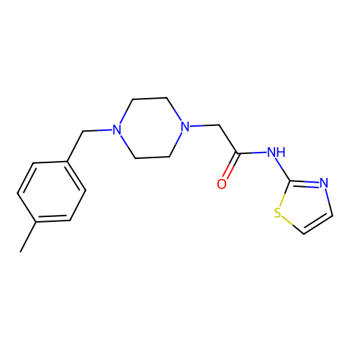 2-[4-[(4-methylphenyl)methyl]piperazin-1-yl]-N-(1,3-thiazol-2-yl)acetamide structure