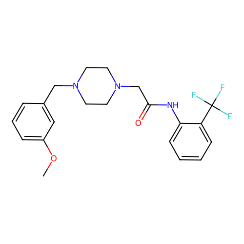 2-[4-[(3-methoxyphenyl)methyl]piperazin-1-yl]-N-[2-(trifluoromethyl)phenyl]acetamide structure