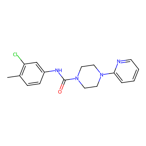 N-(3-chloro-4-methylphenyl)-4-pyridin-2-ylpiperazine-1-carboxamide structure