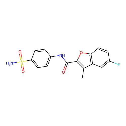5-fluoro-3-methyl-N-(4-sulfamoylphenyl)-1-benzofuran-2-carboxamide structure