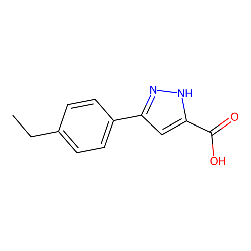 3-(4-ethylphenyl)-1H-pyrazole-5-carboxylic acid structure