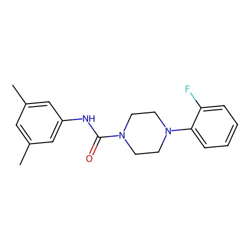 N-(3,5-dimethylphenyl)-4-(2-fluorophenyl)piperazine-1-carboxamide structure