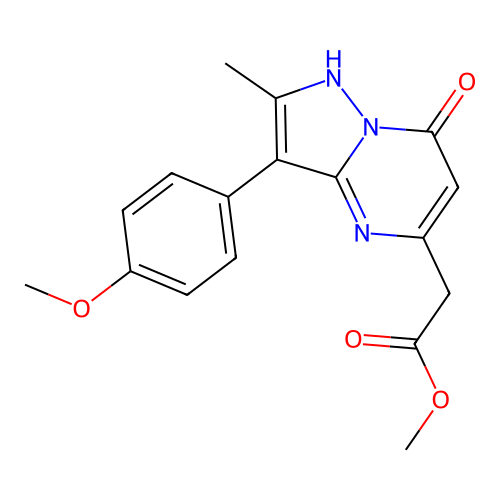 methyl [3-(4-methoxyphenyl)-2-methyl-7-oxo-4,7-dihydropyrazolo[1,5-a]pyrimidin-5-yl]acetate structure
