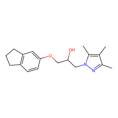 1-(2,3-dihydro-1H-inden-5-yloxy)-3-(3,4,5-trimethyl-1H-pyrazol-1-yl)-2-propanol structure