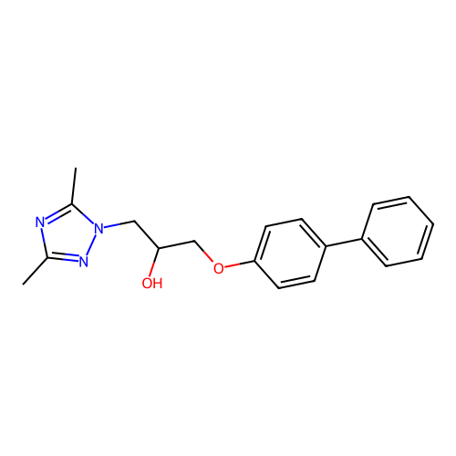1-([1,1'-biphenyl]-4-yloxy)-3-(3,5-dimethyl-1H-1,2,4-triazol-1-yl)-2-propanol structure