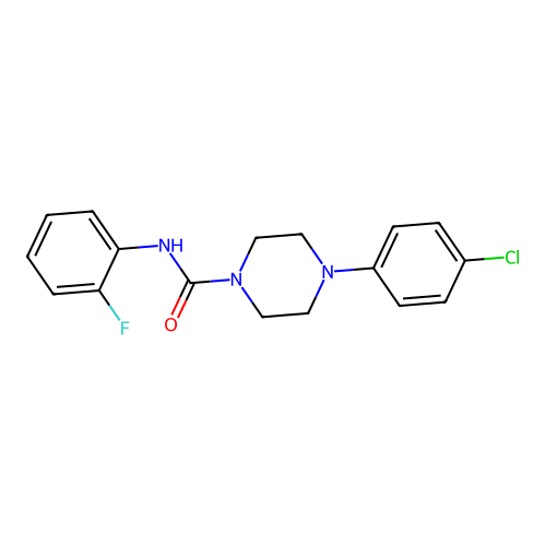 4-(4-chlorophenyl)-N-(2-fluorophenyl)piperazine-1-carboxamide structure