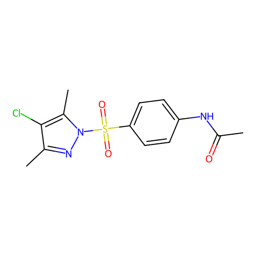 N-{4-[(4-chloro-3,5-dimethyl-1H-pyrazol-1-yl)sulfonyl]phenyl}acetamide structure