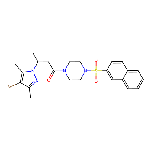 3-(4-bromo-3,5-dimethyl-1H-pyrazol-1-yl)-1-[4-(naphthalene-2-sulfonyl)piperazin-1-yl]butan-1-one structure